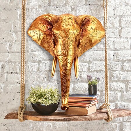 Design Toscano Good Fortune Golden Mandala Elephant Wall Sculpture QS293642